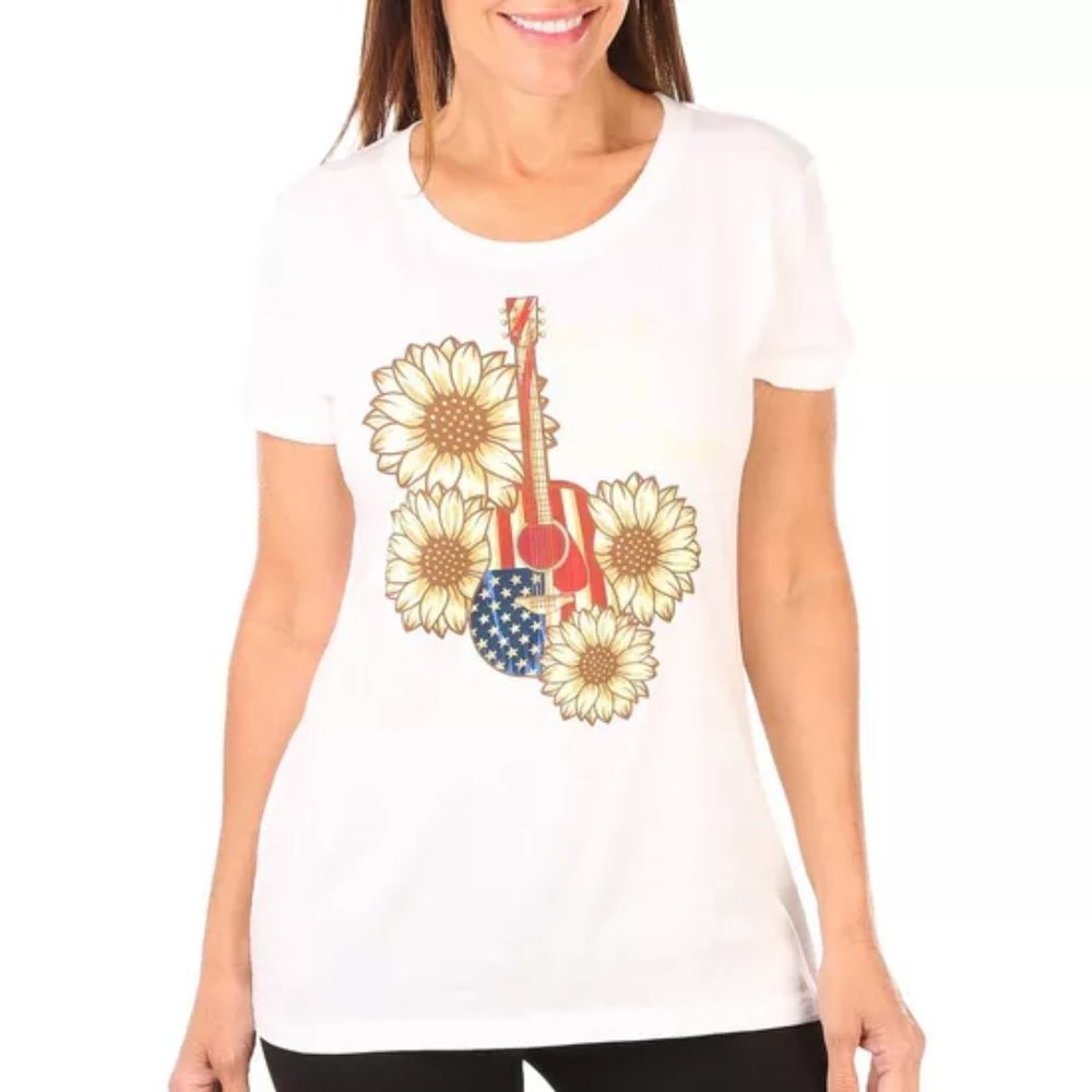 Americana Bring Your Own Sunshine Womens Short Sleeve Tee Size Medium